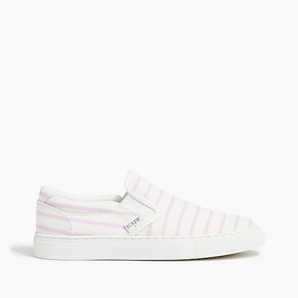 J. Crew Printed road trip slip-on sneakers Smoky Lilac-Ivory Stripe - Picture 3 of 9